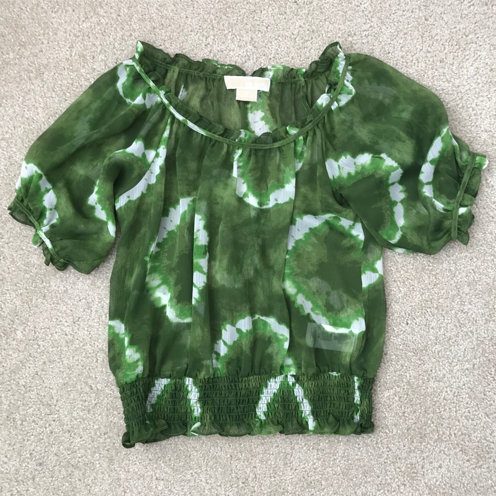 Michael Kors Green and White Blouse